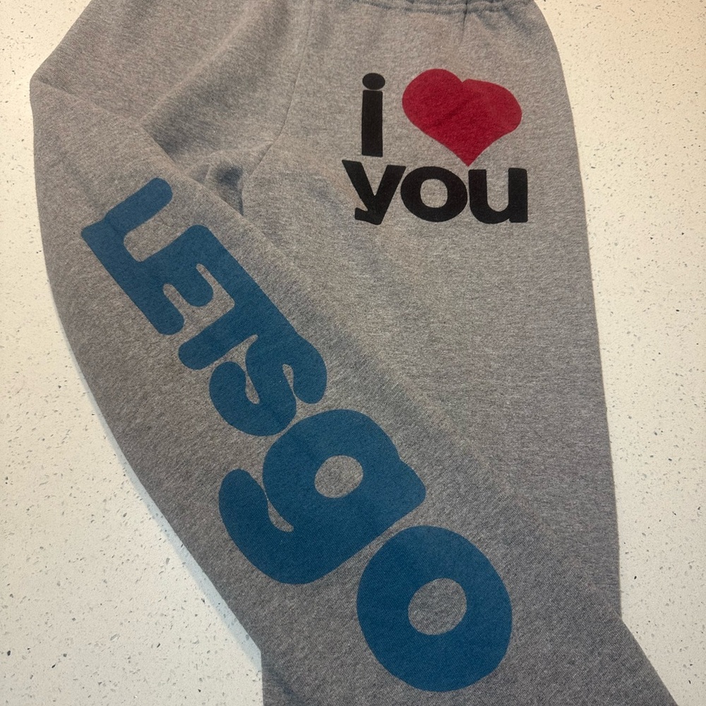 Freecity RARE “let’s go” unisex sweats with “I ❤️ You” on front/thick waistband - Picture 6 of 14